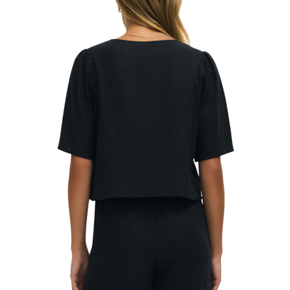 LA BELLE LINEN TOP BLACK