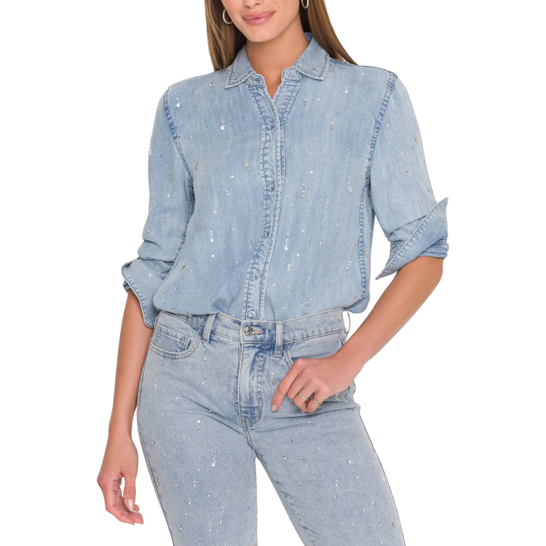 MARCELLO EMBELLISHED DENIM SHIRT