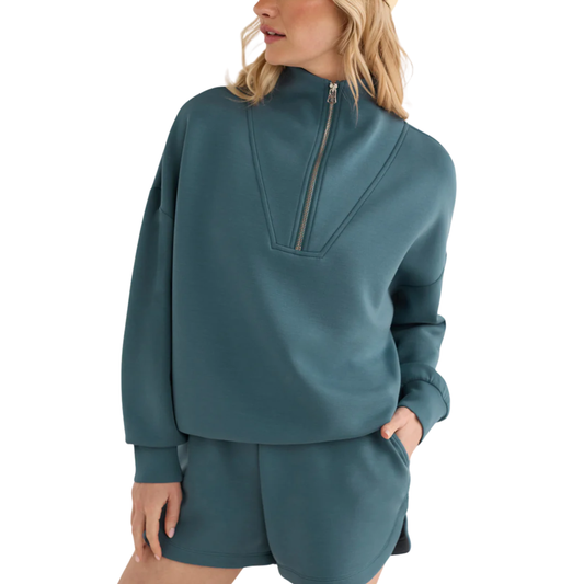 HAWLEY HALF ZIP TOP MALLARD BLUE