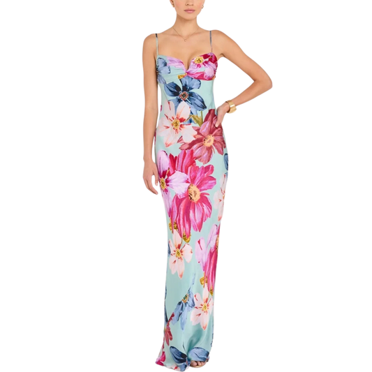 IRA MAXI DRESS BLUE FLORAL