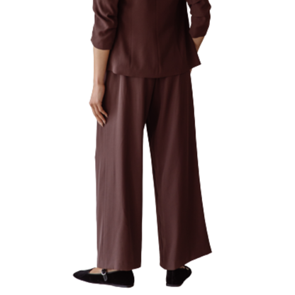 PLEATED WIDE LEG PANTS ESPRESSO