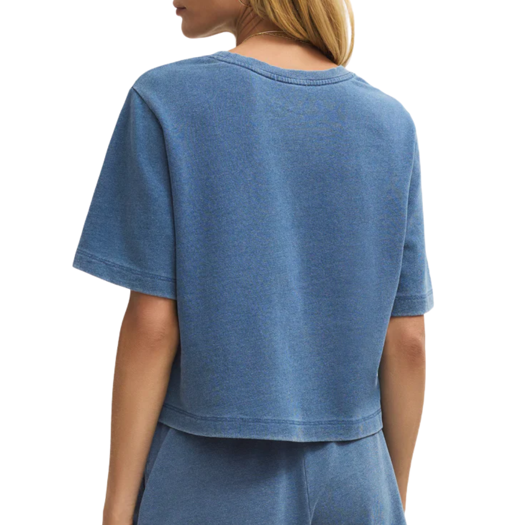 CURRAN KNIT DENIM SWEATSHIRT CALYPSO BLUE INDIGO