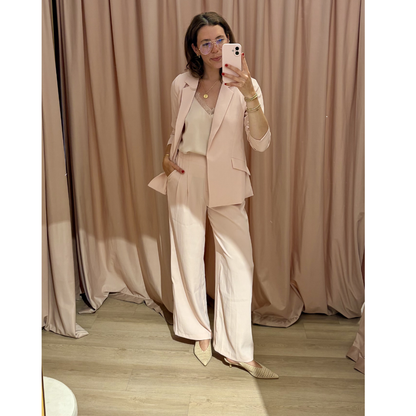 PLEATED WIDE LEG PANTS BLUSH PINK