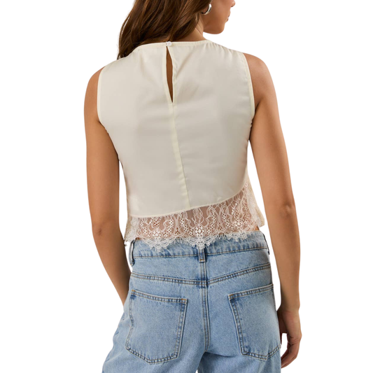 LACE SLEEVELESS TOP CREAM