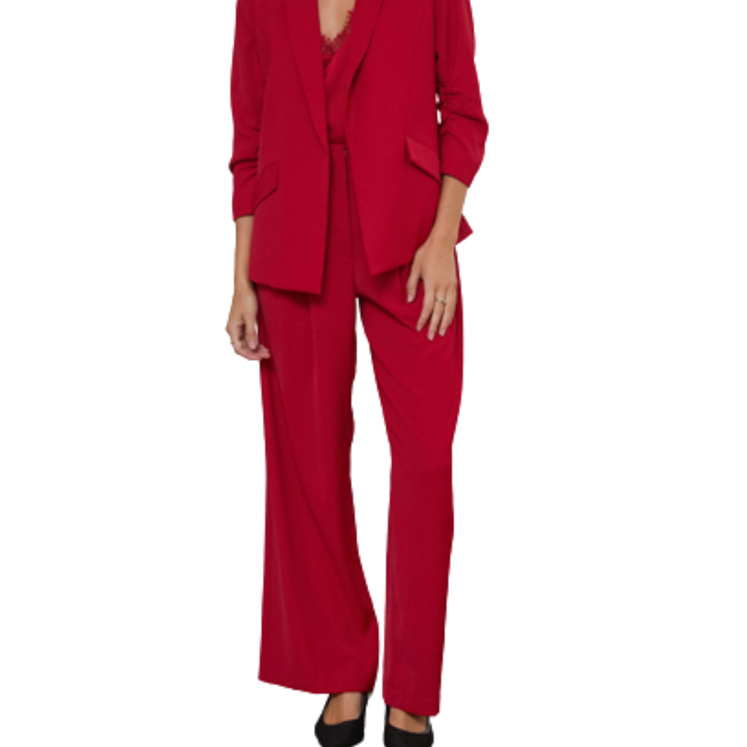 PLEATED WIDE LEG PANTS JESTER RED