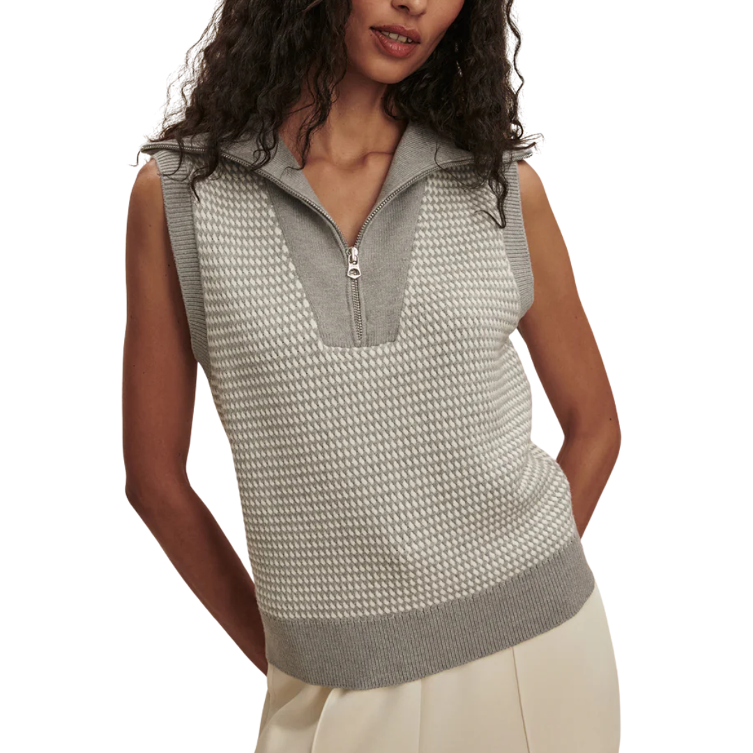 PETERSON HALF ZIP KNIT TANK GREY MELANGE