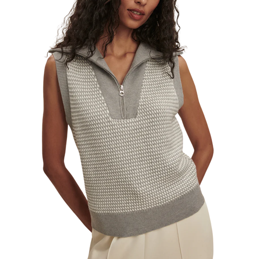 PETERSON HALF ZIP KNIT TANK GREY MELANGE