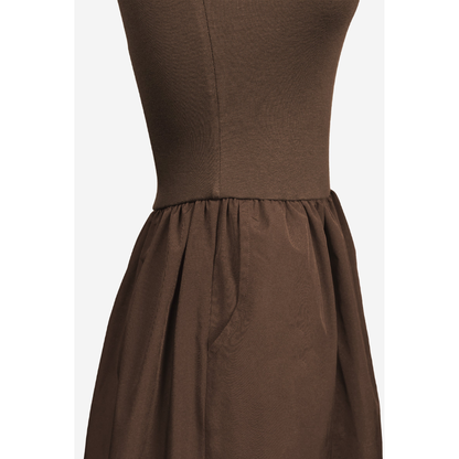 TUBE TOP MIDI DRESS DARK BROWN
