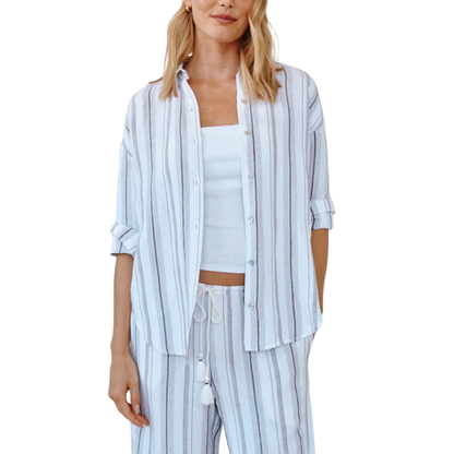 OVERSIZED CLEAN SHIRT ROSEWOOD STRIPE