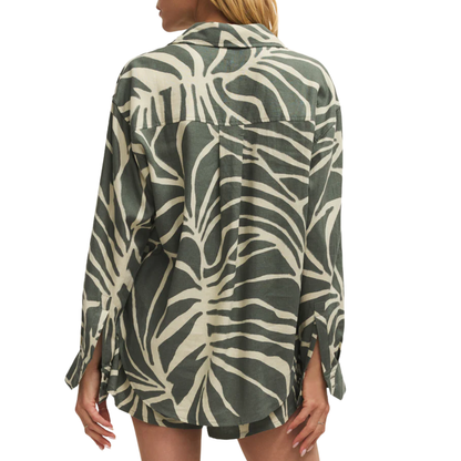 ALFIFE TOVA PALM BUTTON UP TEA LEAF