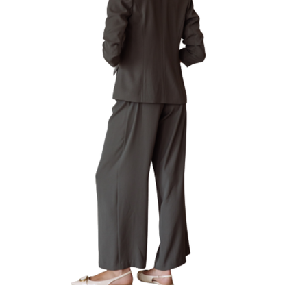 PLEATED WIDE LEG PANTS OLIVE