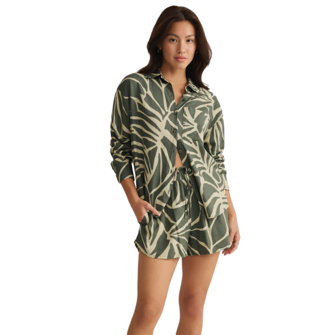 ALFIFE TOVA PALM BUTTON UP TEA LEAF