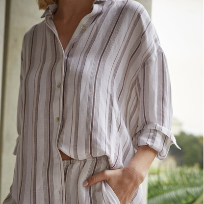 OVERSIZED CLEAN SHIRT ROSEWOOD STRIPE