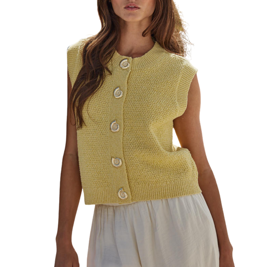 SEASHELL KNIT TANK TOP MUSTARD