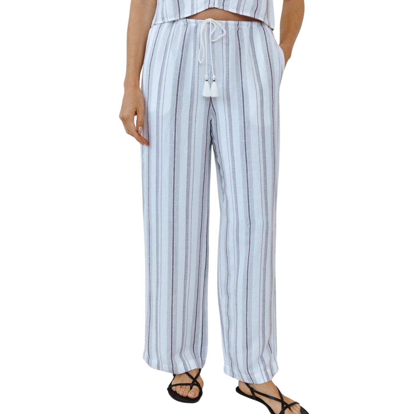 BEACH PANT WITH TASSEL ROSEWOOD STRIPE