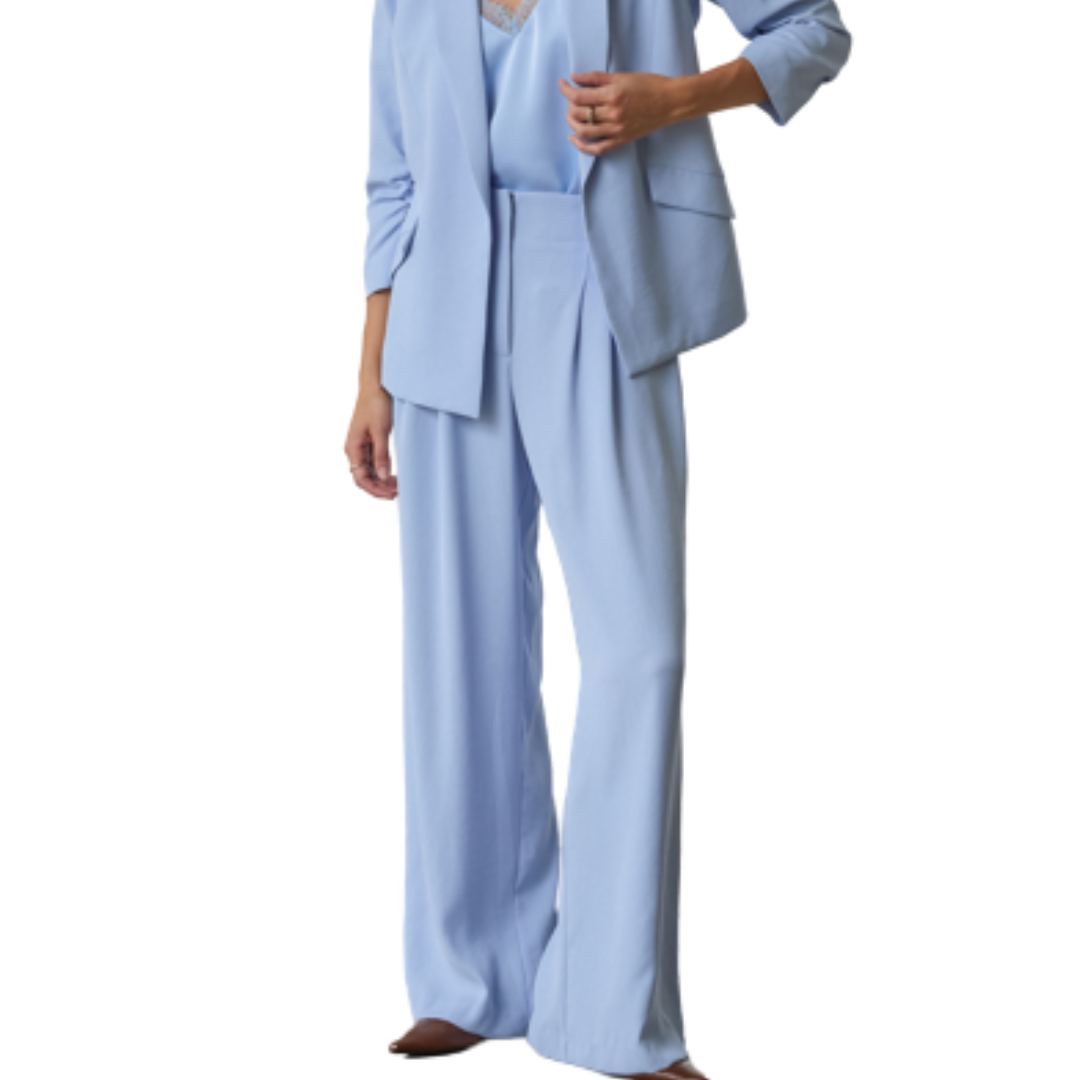 PLEATED WIDE LEG PANT BLUE