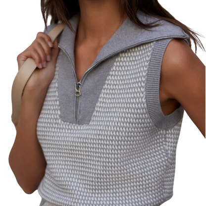 PETERSON HALF ZIP KNIT TANK GREY MELANGE