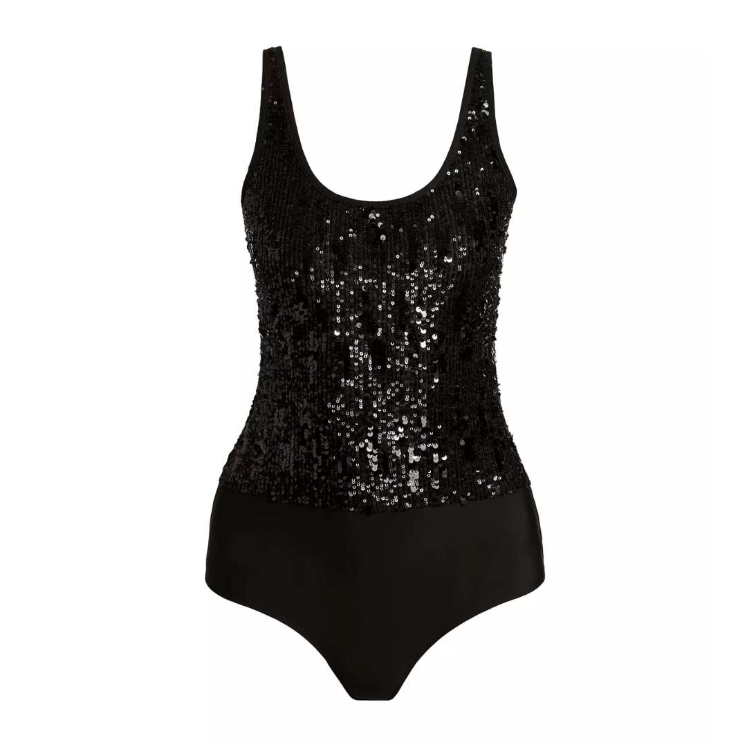 DINA SEQUIN BODYSUIT BLACK