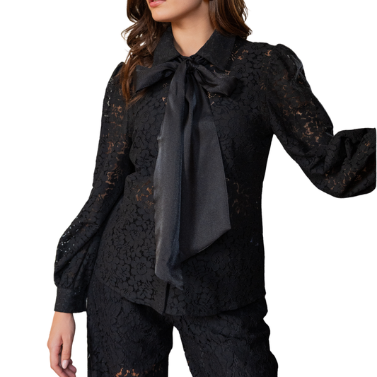 CHARLOTTE LACE BOW BLOUSE