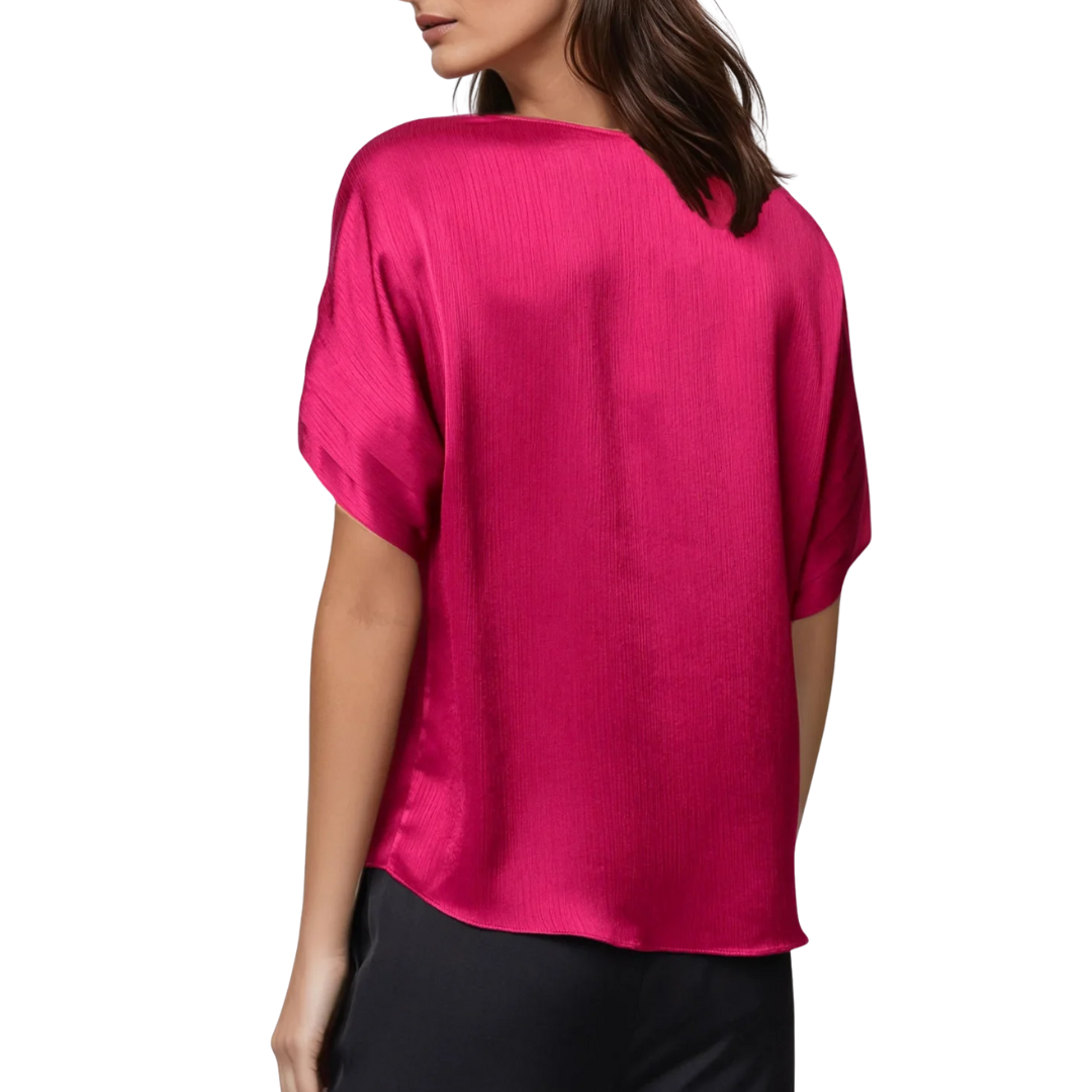 V-NECK BAND BLOUSE HOT PINK