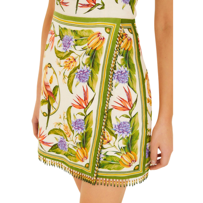TROPICAL SCARF LINEN MINI DRESS