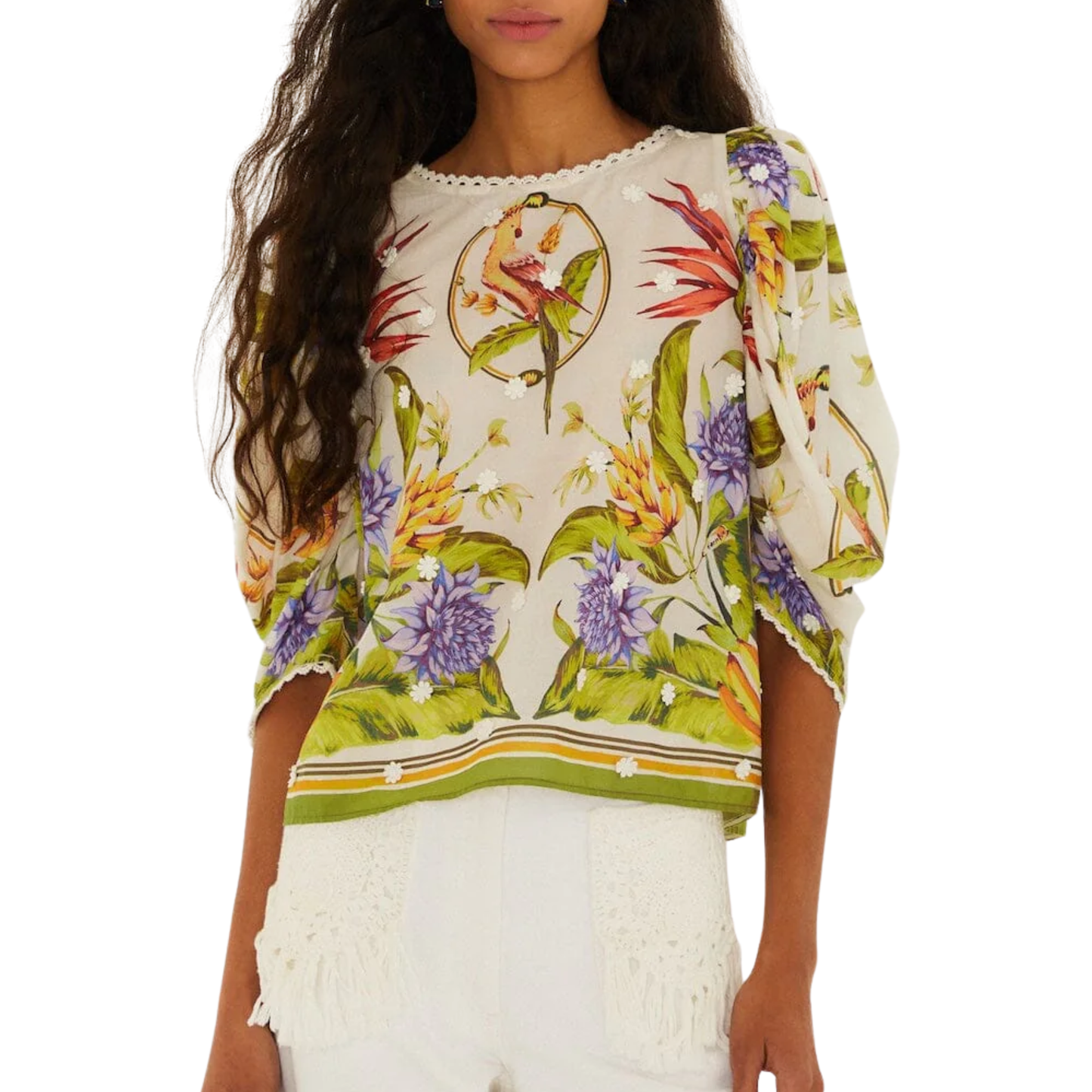 TROPICAL SCARF BLOUSE