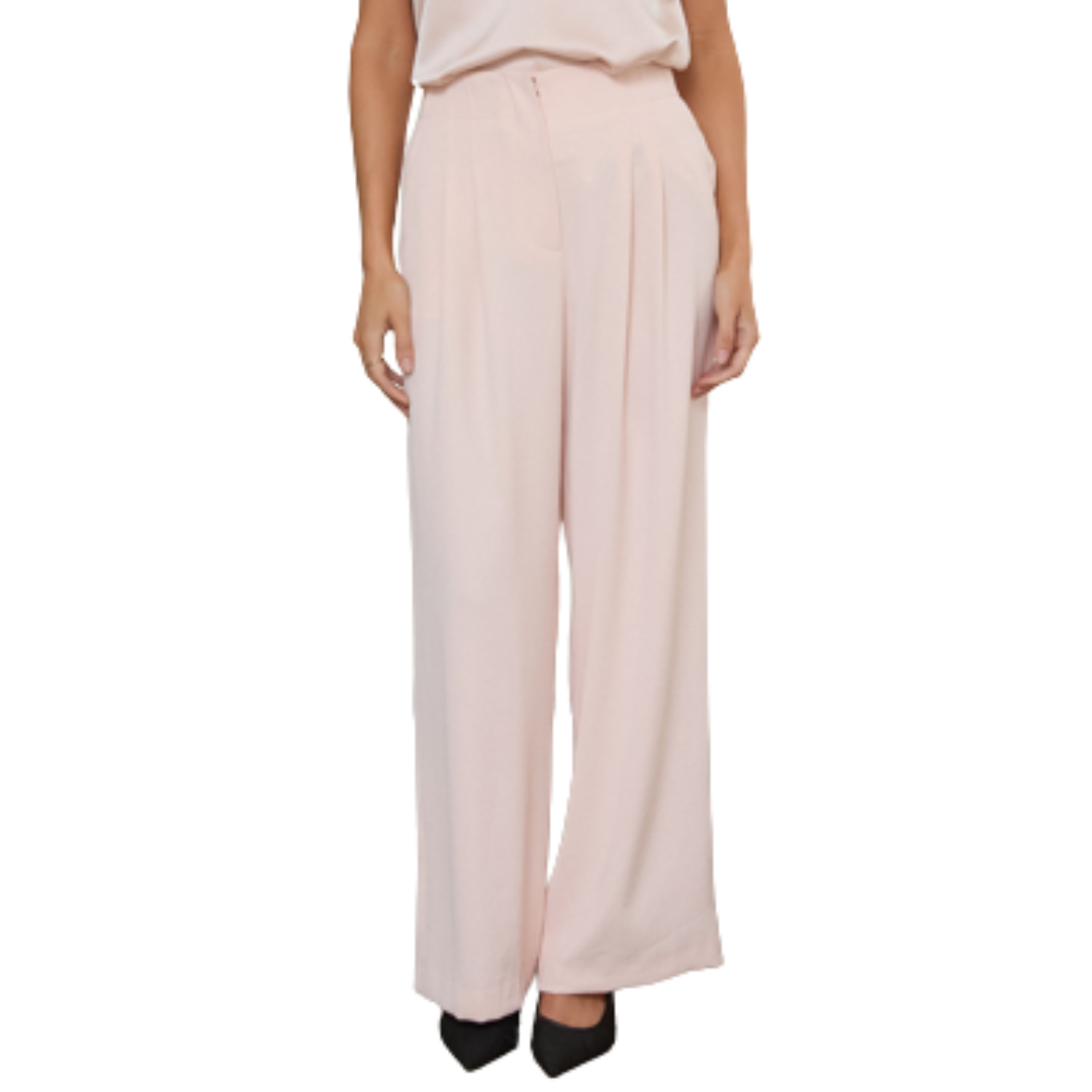 PLEATED WIDE LEG PANTS BLUSH PINK