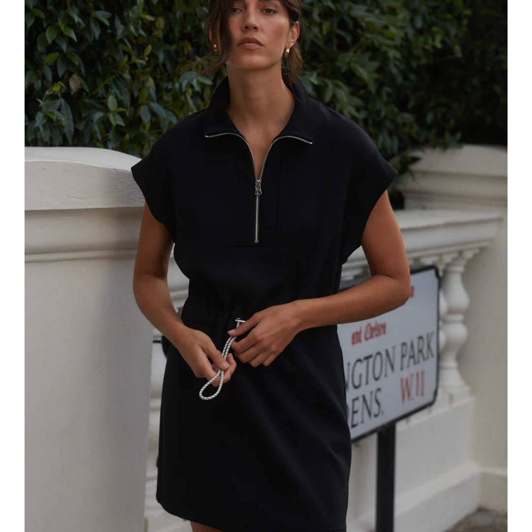 AVAYA HALF ZIP DRESS BLACK
