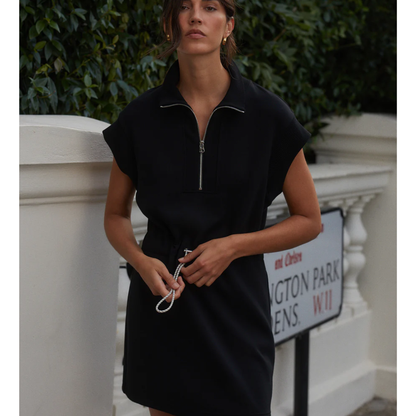 AVAYA HALF ZIP DRESS BLACK