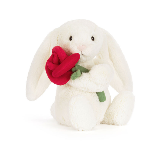 CREAM BUNNY WITH ROSE