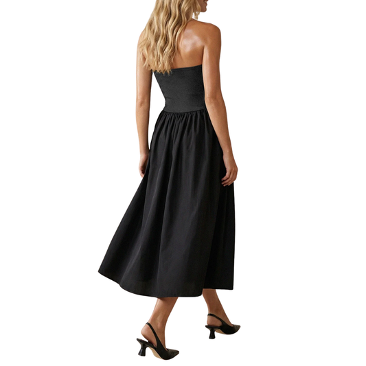 TUBE TOP MIDI DRESS BLACK