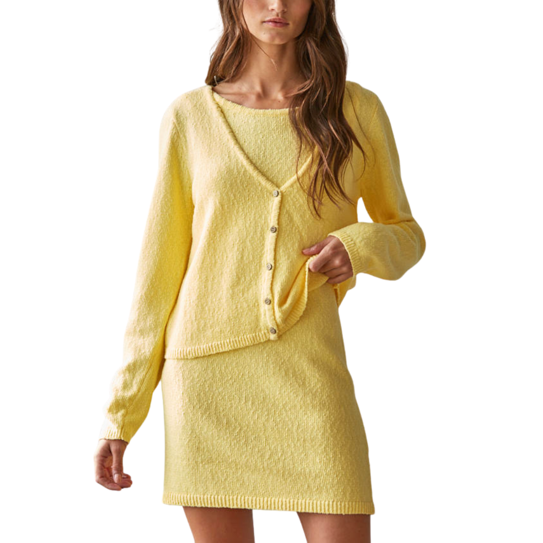 HARPER ROUND NECK MINI DRESS YELLOW
