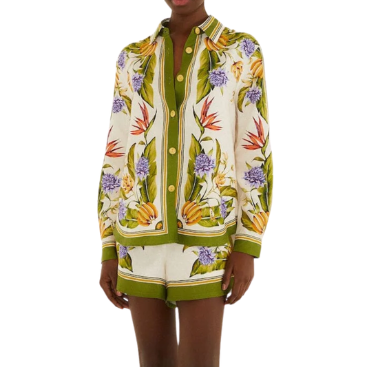 TROPICAL SCARF SAND BUTTONDOWN SHIRT