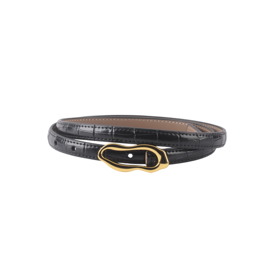 SKINNY CROCO BELT BLACK