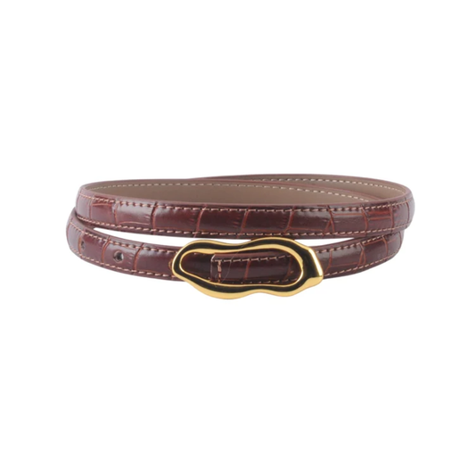 SKINNY CROCO BELT BROWN
