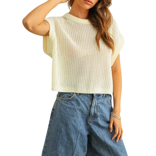 DOLMAN SLEEVE KNITTED TOP OFF WHITE