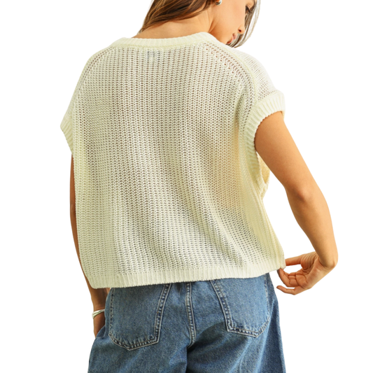 DOLMAN SLEEVE KNITTED TOP OFF WHITE