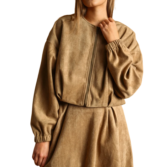 SUEDE PLEATED JACKET