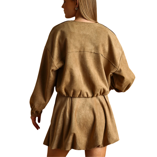 SUEDE PLEATED JACKET