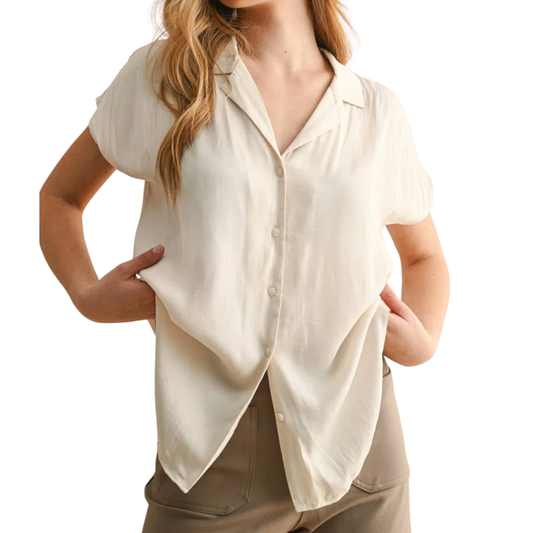 CAP SLEEVE BUTTONDOWN SHIRT CREAM