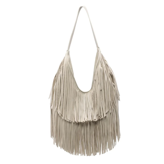 STEVIE FRINGE HOBO CREAM