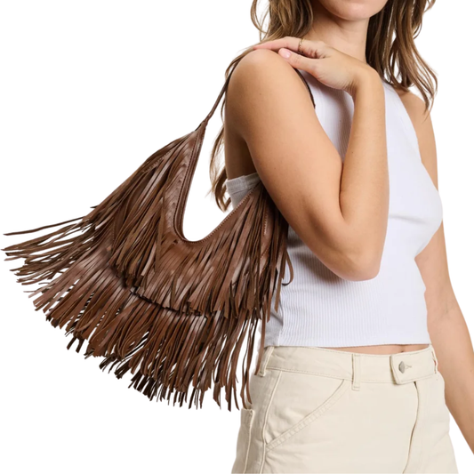 STEVIE FRINGE HOBO CHOCOLATE