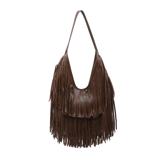 STEVIE FRINGE HOBO CHOCOLATE