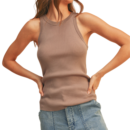 CLASSIC RIBBED TANK GREY MOCHA
