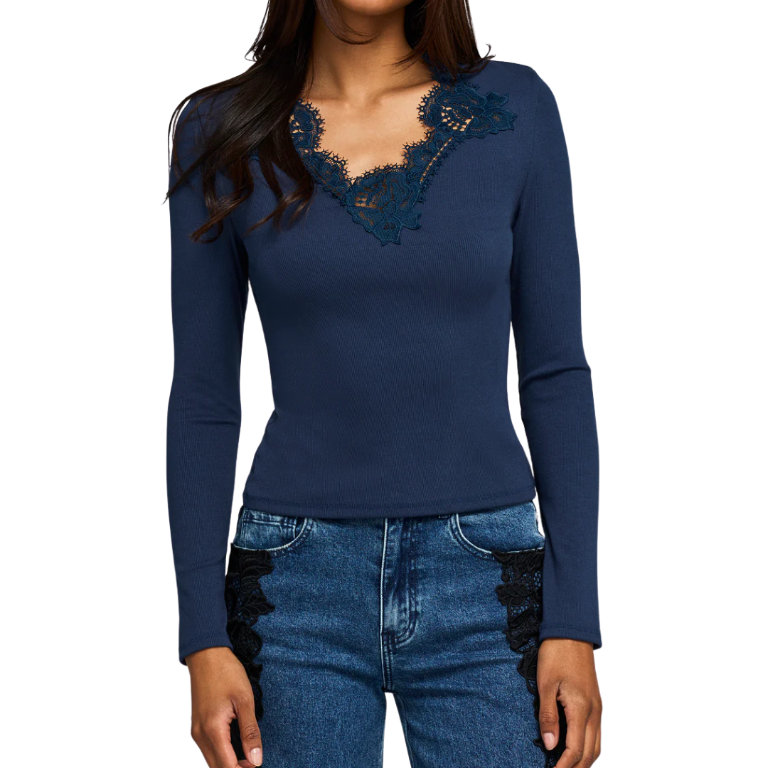 LADY LACE COMBO TOP PEACOCK