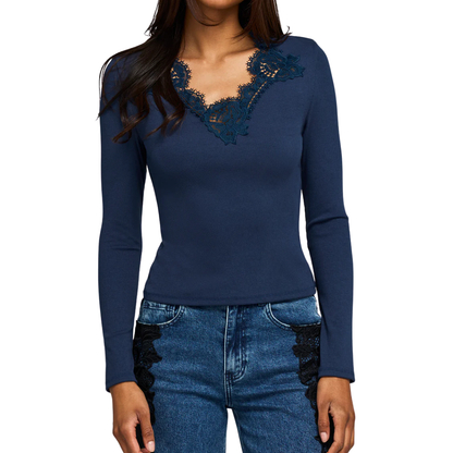 LADY LACE COMBO TOP PEACOCK