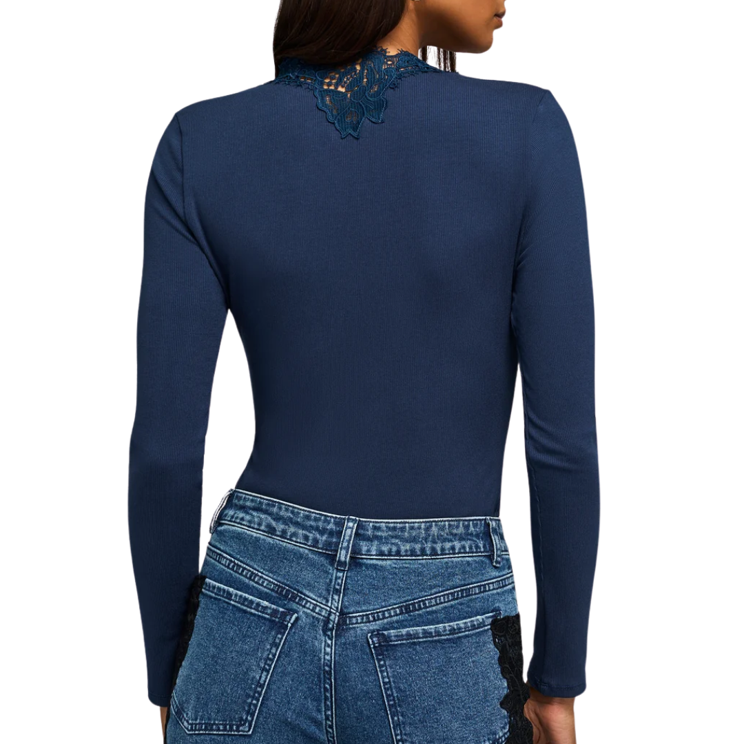 LADY LACE COMBO TOP PEACOCK