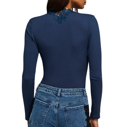 LADY LACE COMBO TOP PEACOCK