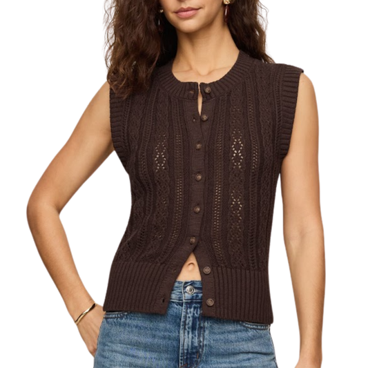 CABOT SWEATER VEST DARK CHOCOLATE