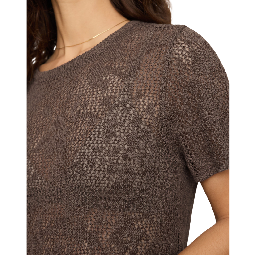 WAVERTON CROCHET TEE COCOA LATTE